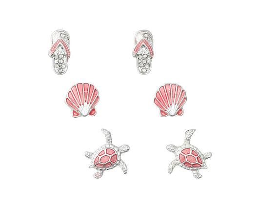 PINK COASTAL EARRING TRIO PERIWINKLE Jewelry 8108865