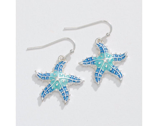 Blue Textured Starfish Earring