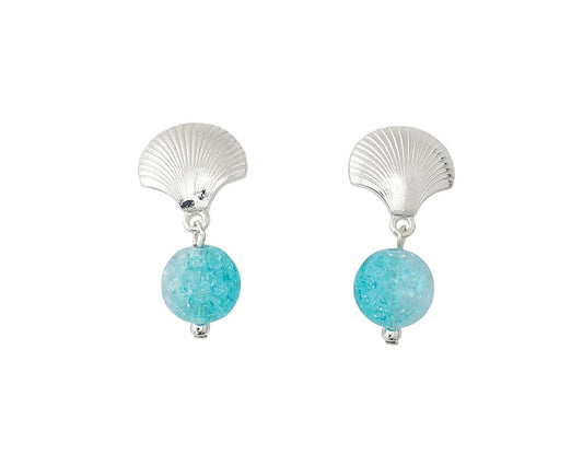 SILVER SHELL AQUA DROP EARRING PERIWINKLE Jewelry 8109081