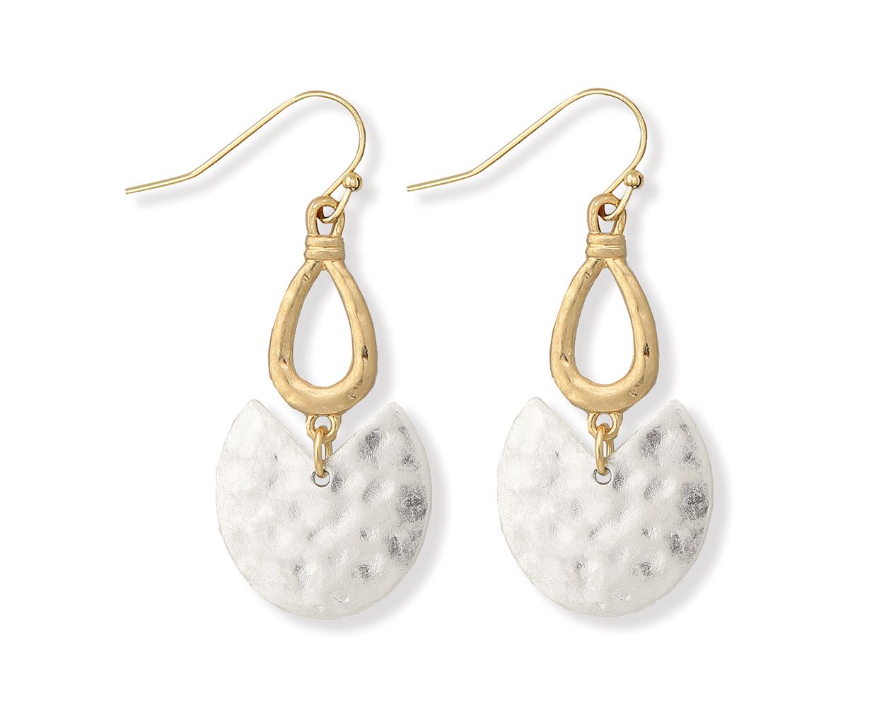 Unique Two-Tone Hammered Drop Earring Periwinkle Jewelry 8109256