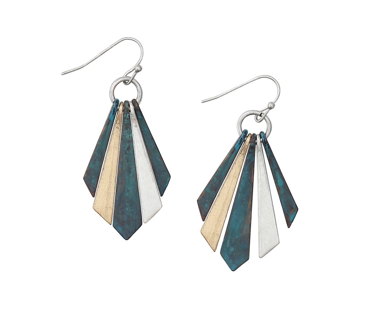 Movable Patina, Silver and Gold Earring
