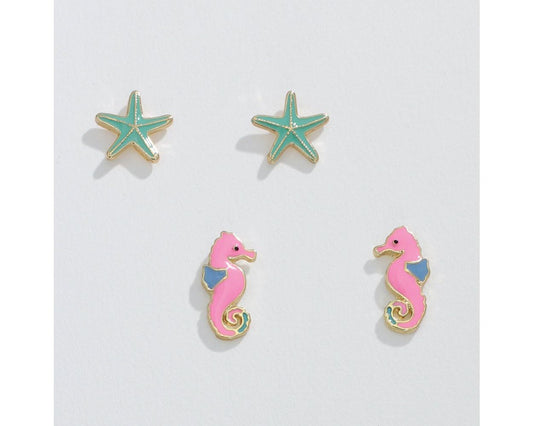 Seahorse & Starfish Duo Earrings
