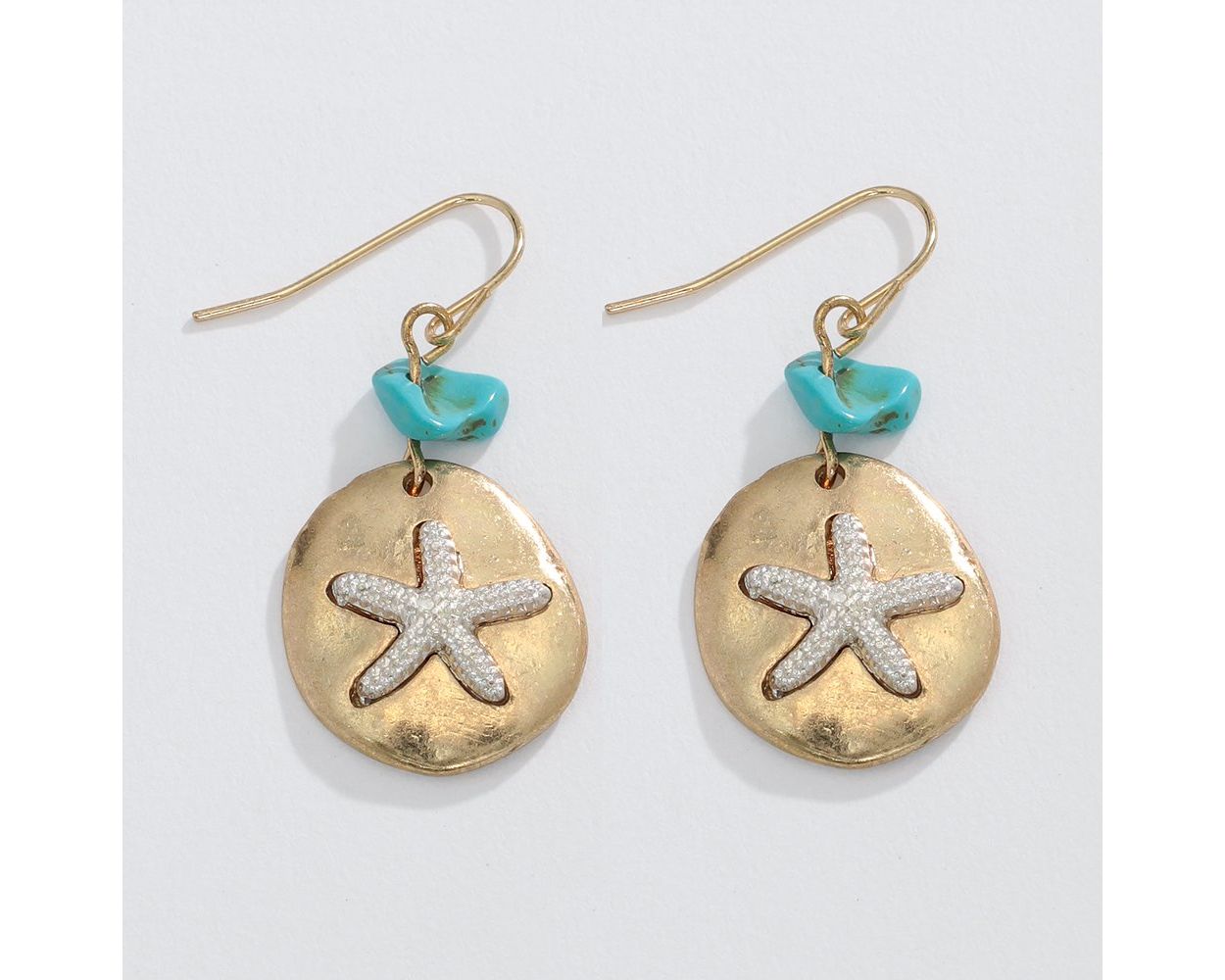 Two-tone Starfish With Turquoise Earring Periwinkle Jewelry 8109513_2024