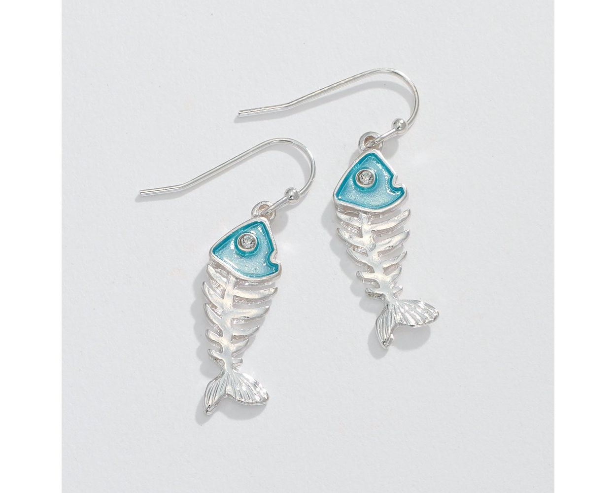 Silver & Blue Fishbone Earring
