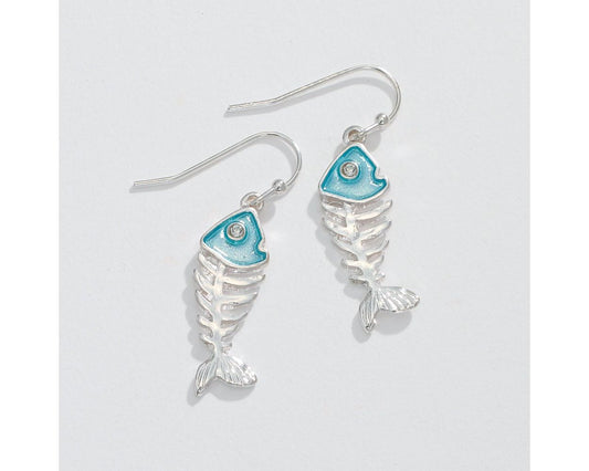 Silver & Blue Fishbone Earring Periwinkle Jewelry 8109549_2024