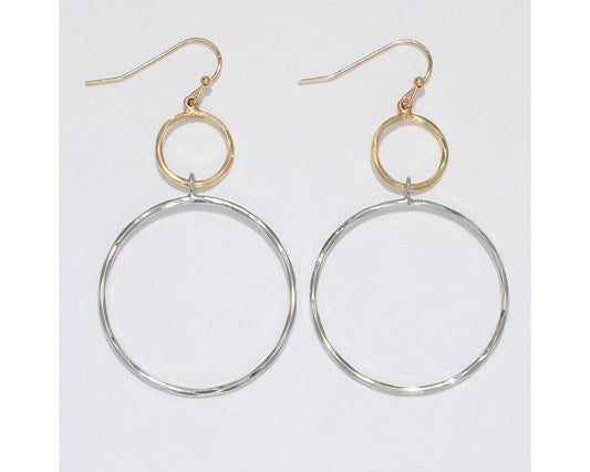 Two-Tone Textured Hoops Earring