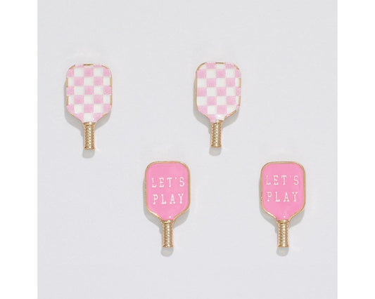 Pink and White Pickleball Duo Earrings