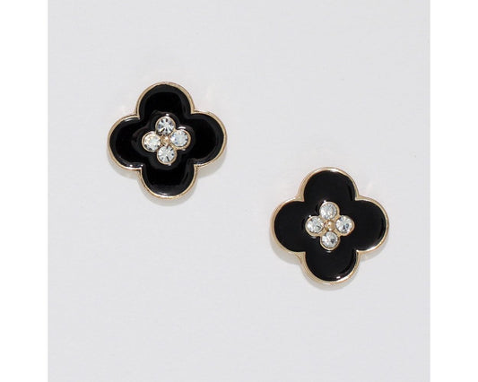 Black Clover w/ Crystals Earring