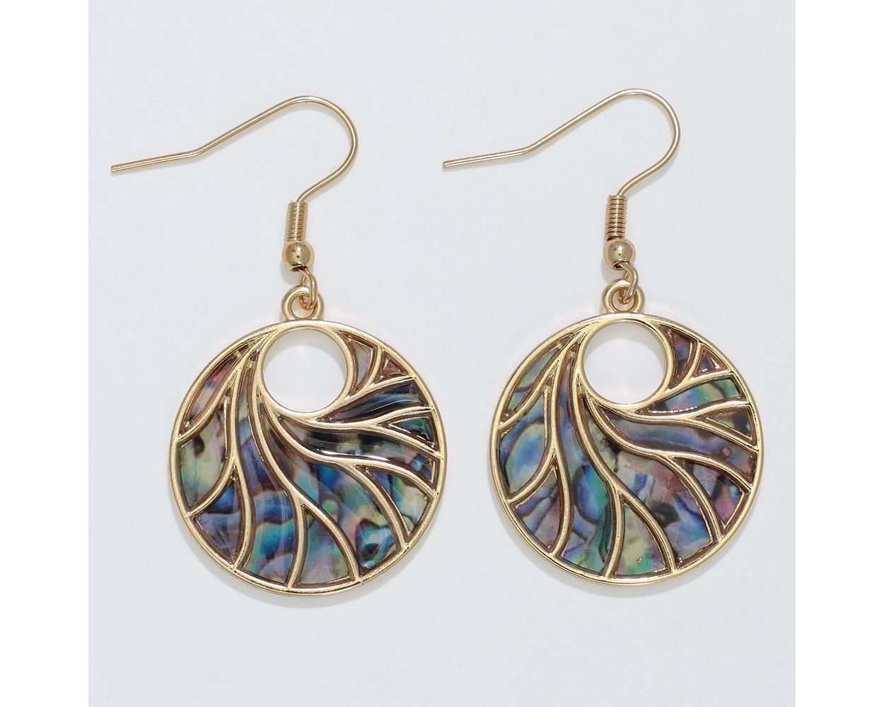 Gold and Abalone Swirl Earring Periwinkle Jewelry 8120423_sum2024