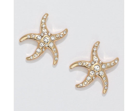 Gold Starfish w/ Crystals Earring Periwinkle Jewelry 8120467_sum2024_1