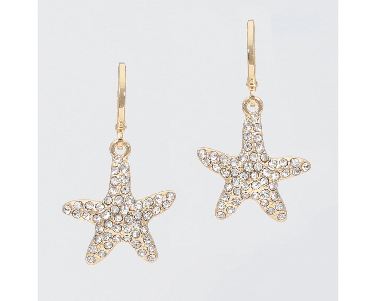 Gold Starfish w/ Crystals Dangle Earring Periwinkle Jewelry 8120468_sum2024