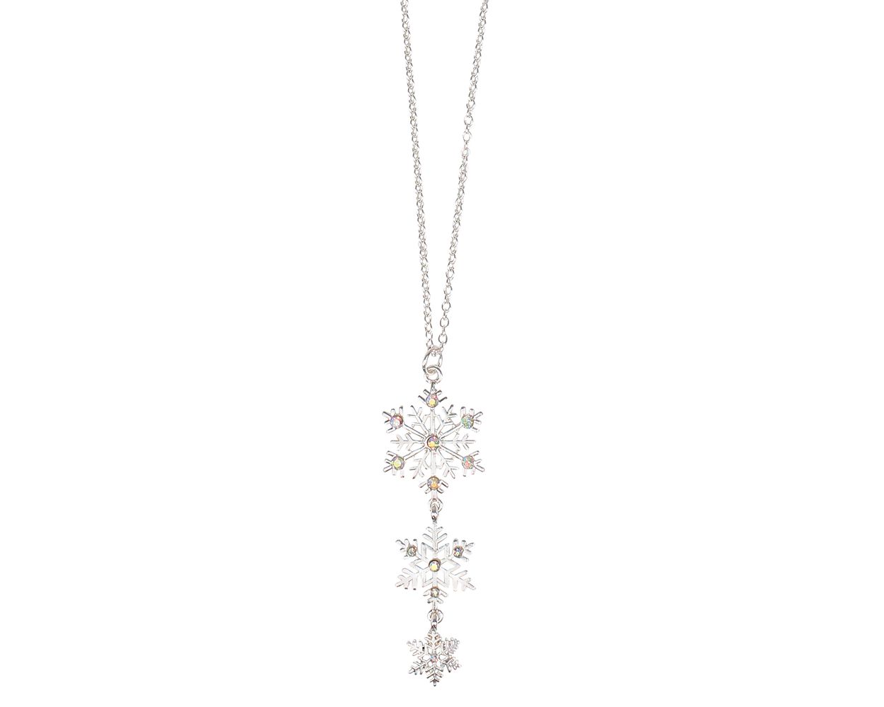 Trio Crystal Snowflake Necklace