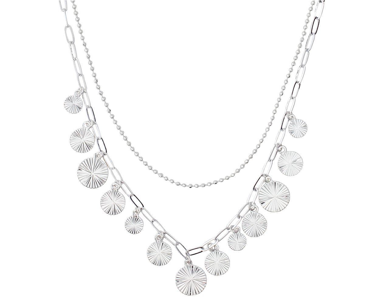 SILVER RADIAL DISCS NECKLACE PERIWINKLE Jewelry 8151316