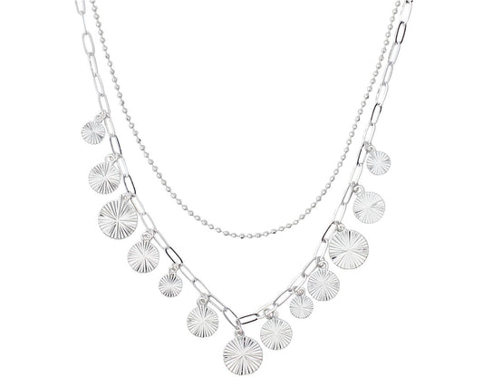 SILVER RADIAL DISCS NECKLACE PERIWINKLE Jewelry 8151316