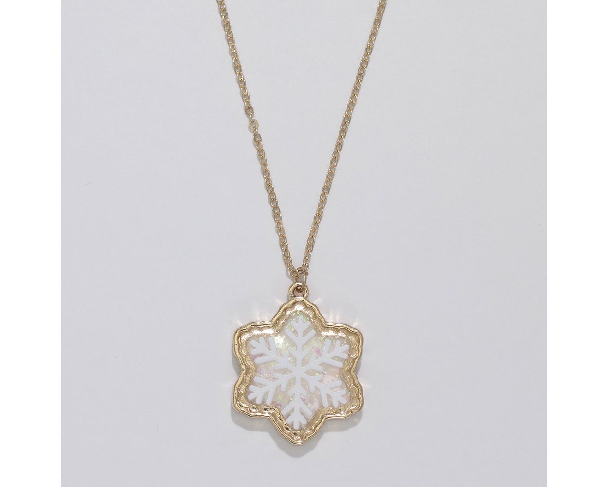 White Snowflake In Glitter Necklace Periwinkle Holiday 8180161_sum2024