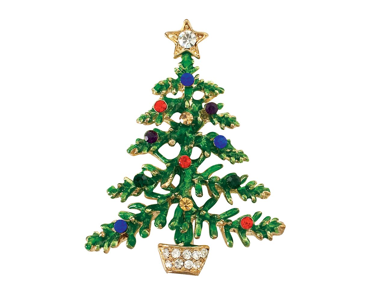 Jeweled Christmas Tree Pin