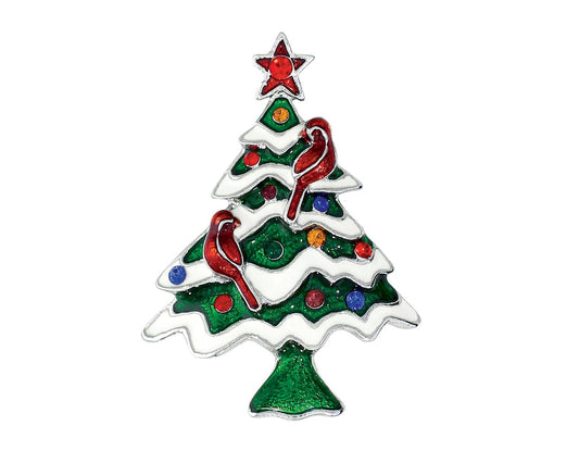 Cardinal & Christmas Tree Pin