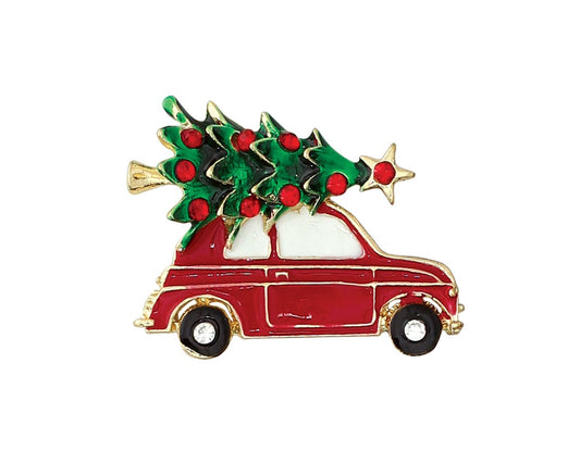 Car with Christmas Tree Pin