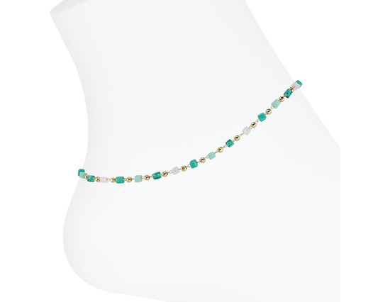 Gold & Green Bead Anklet