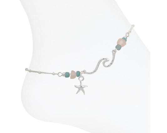Silver Starfish & Wave Anklet
