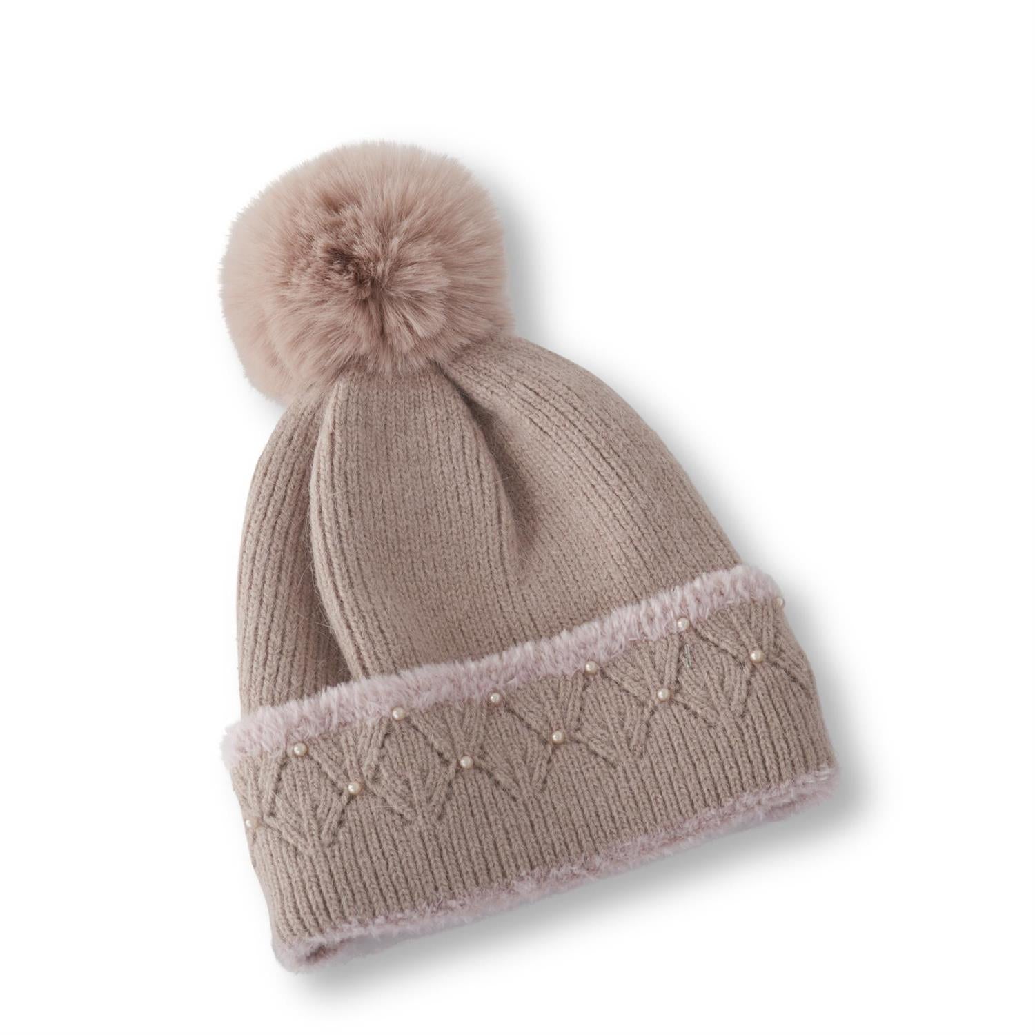 Pearl Embellished Beanie - Blush K&K INTERIORS Personal Accessories 85530A_2