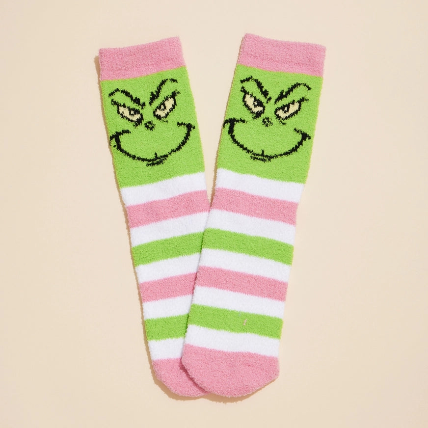 Grinch Christmas Fuzzy Socks Assorted Pack of 4 Lilla Haven Holiday 90e3f36e91bb0472a950c5762623dd284a2f0c9849c92d076171f75786ce1abe