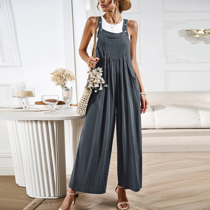 Wide Leg Jumpsuit - Grey Little Trendy Womens Apparel 9afcdeef61222abb73f3070f5ada0e12c5437082fe67ca59737f61da99d7c176