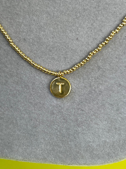 Gold Bead Initial Necklace - T COOL & INTERESTING Jewelry A575A71F-17AB-49DA-9A8D-D69D9A1666E7