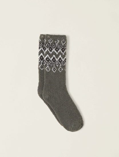 CozyChic® Fair Isle Socks - Olive Branch Multi Barefoot Dreams Footwear BDWCC23098_Olive_Branch_Multi_2_W