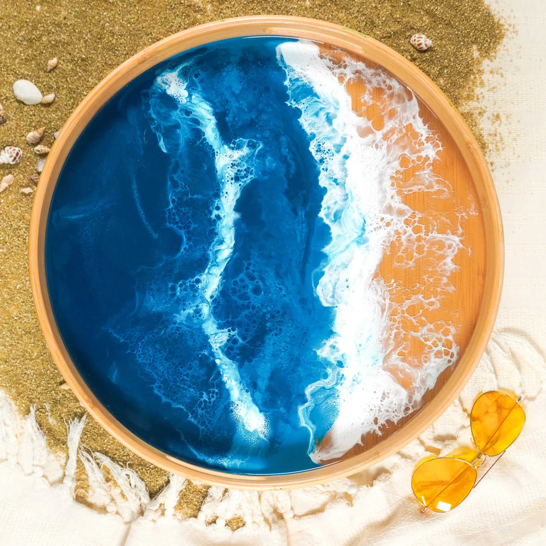 Bamboo Round Serving Trays - Ocean Vibes Lynn & Liana Designs Home BeachPhotos-39