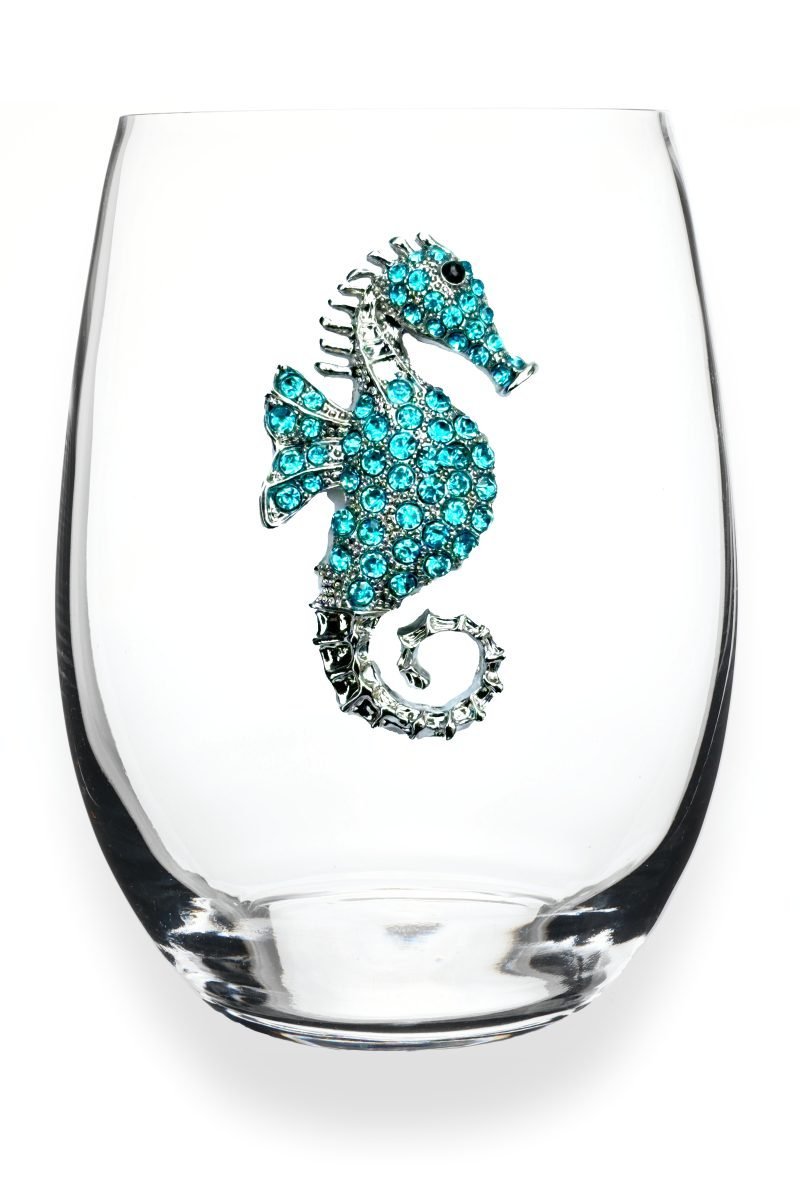 Blue Seahorse Stemless THE QUEEN'S JEWELS Drinkware Blue-Seahorse-Stemless-800x1200