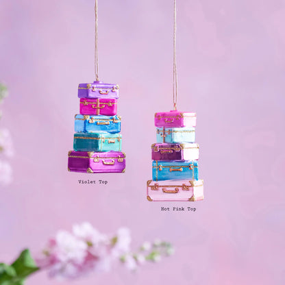 Rainbow Suitcase Ornament - Violet Top