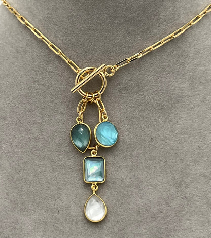 Deana Toggle Necklace - Blue/Tanzanite-Mother Of Pearl/Blue Topaz Marcia Moran Jewelry DEF14D00-D6AE-405A-A074-D5A910B75C62