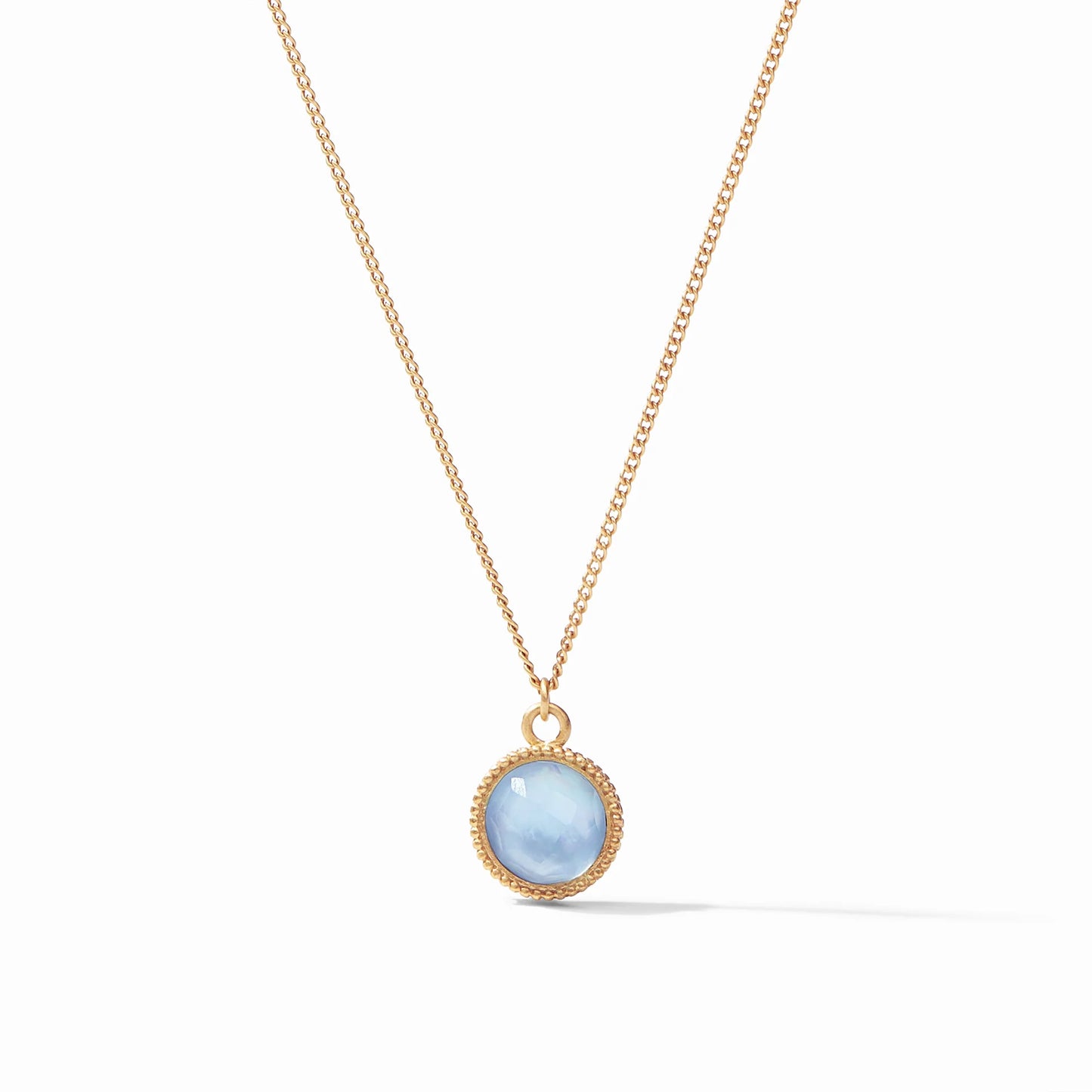 Fleur-de-Lis Solitaire Necklace | Iridescent Chalcedony Blue Julie Vos Jewelry Fleur-de-LisSolitaireNecklace_IridescentChaldeonyBlue_A_f075be9a-ce17-4f23-9bea-4d996d728ee6