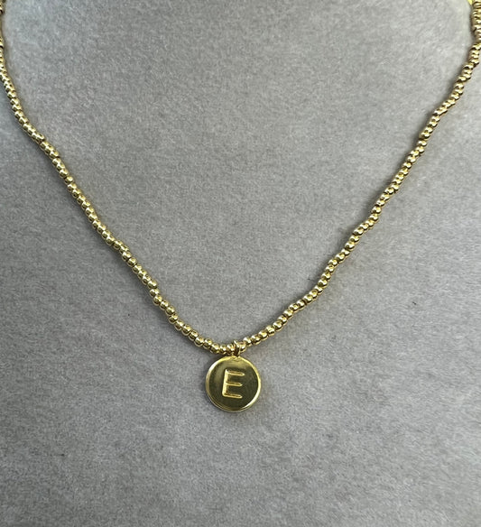 Gold Bead Initial Necklace - E COOL & INTERESTING Jewelry FullSizeRender_14100457-bd66-4ffc-b4a2-7c2296a5ed44