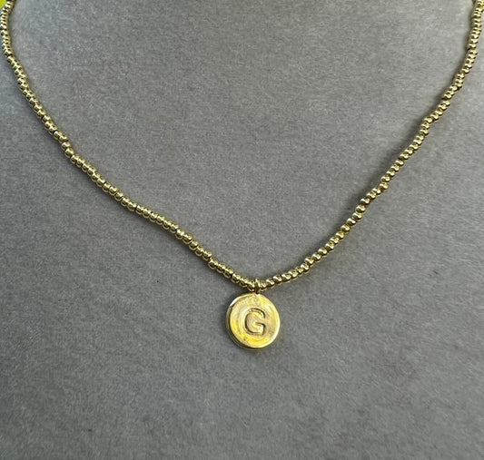 Gold Bead Initial Necklace - G COOL & INTERESTING Jewelry FullSizeRender_84191f49-0d7b-4a6f-ad51-56d8693ecc31