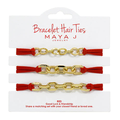 Red and Gold Oval Bracelet Hair Tie