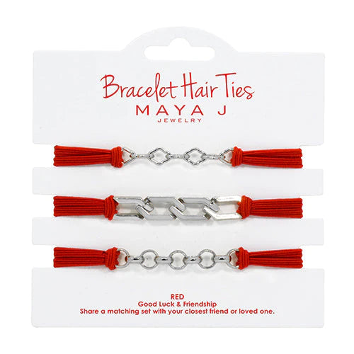 Red and Silver Diamond Bracelet Hair Tie