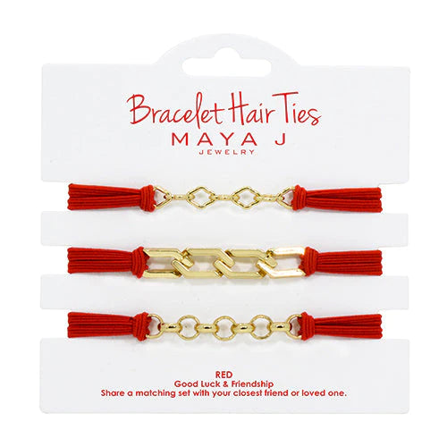 Red and Gold Diamond Hair Tie Bracelets