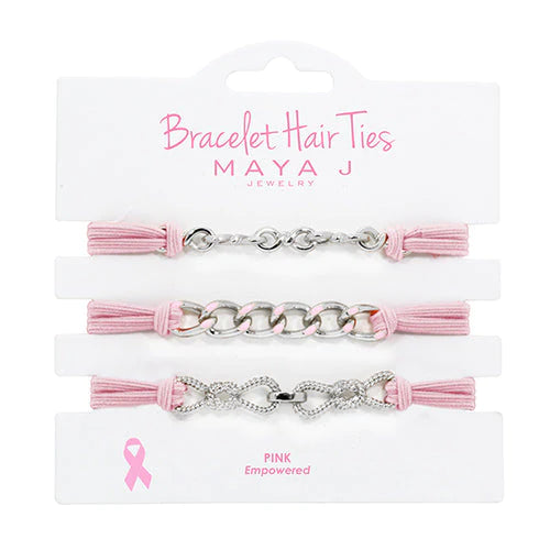 Pink and Silver Small Link Hair Tie Bracelets