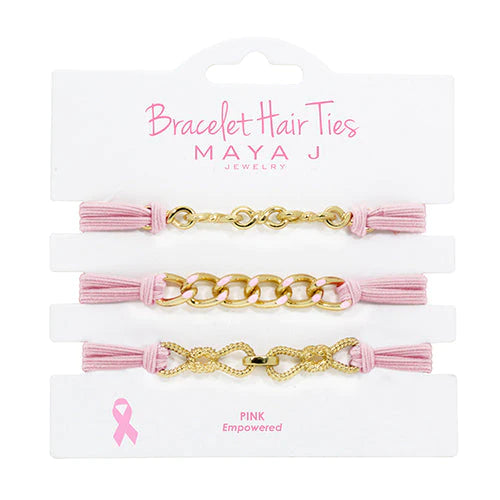 Pink and Gold Small Link Hair Tie Bracelets