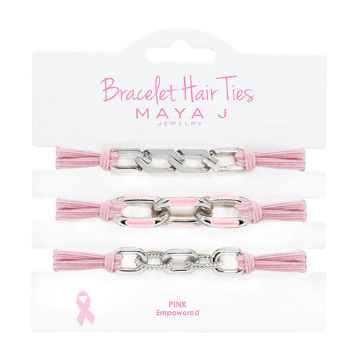 Pink and Silver Large Link Hair Tie Bracelets