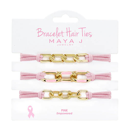 Pink and Gold Large Link Hair Tie Bracelets