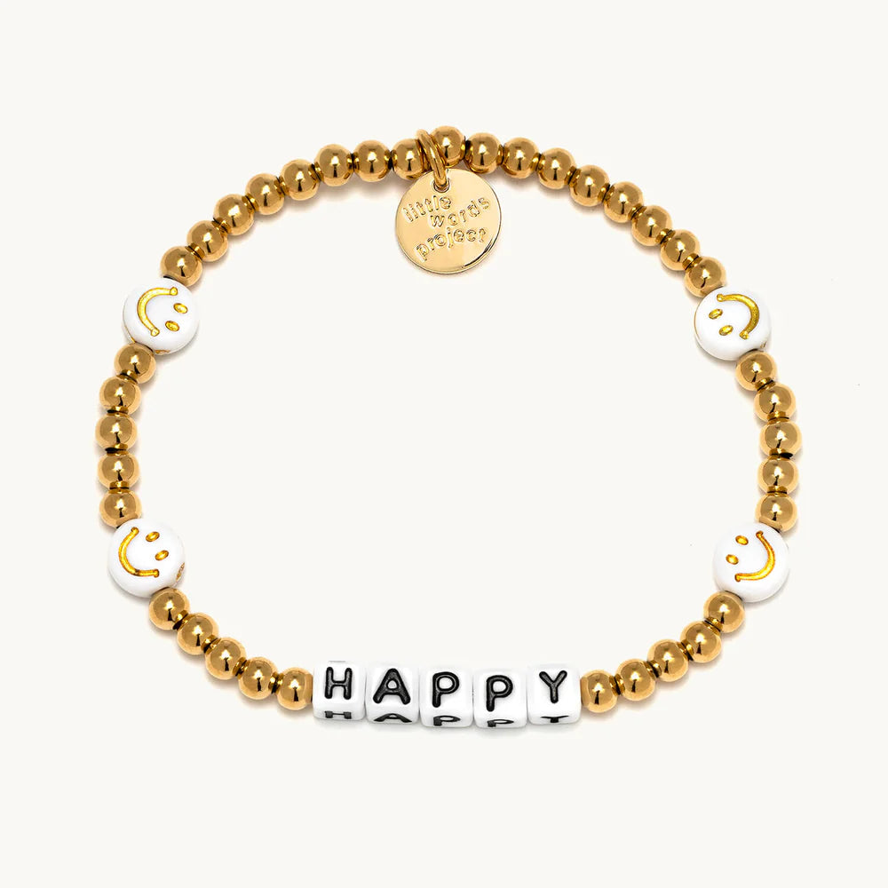 Happy- Gold Plated Bead Pattern: Metallic Smile Little Words Project Jewelry HappyWeb2