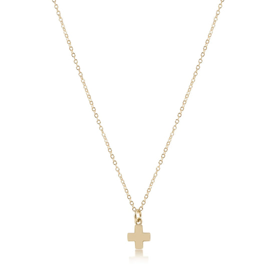 Signature Cross Small Gold Charm Necklace 16"