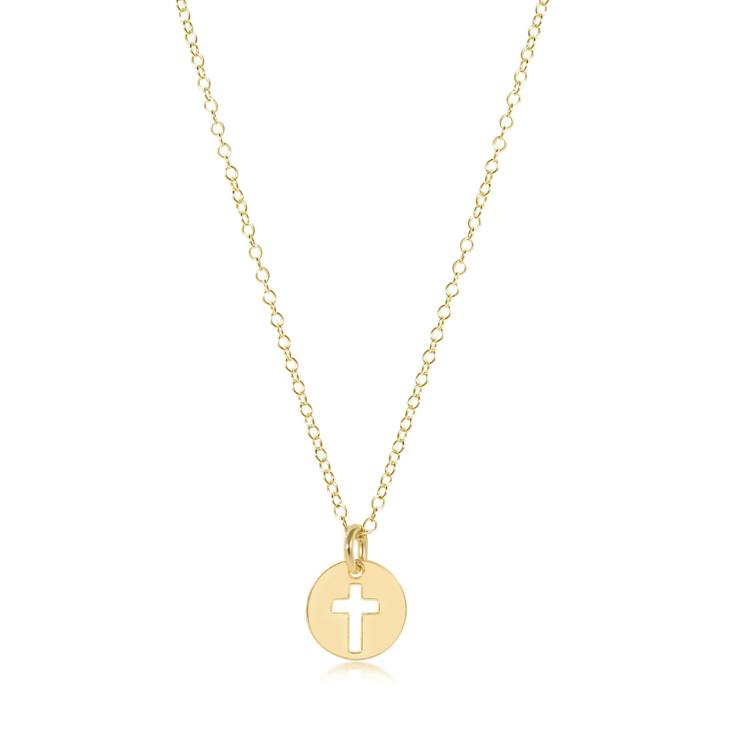 Blessed Small Gold Disc Necklace 16"
