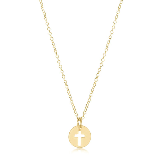 Blessed Small Gold Disc Necklace 16"