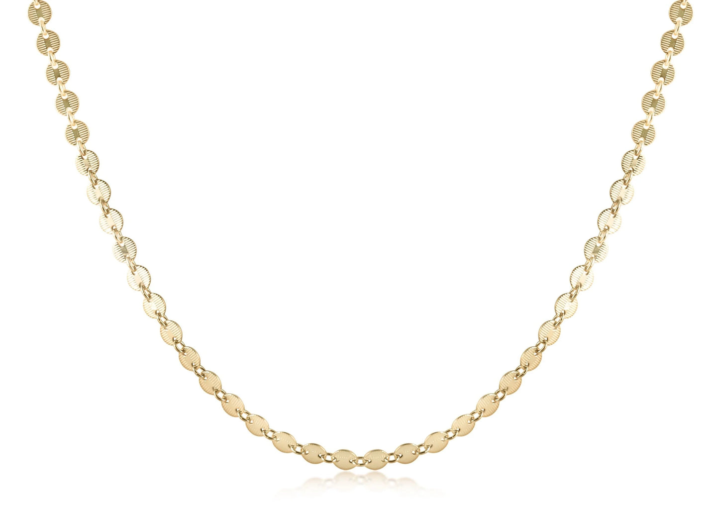 17" Choker Infinity Chic Chain Gold by eNewton. 14kt gold-filled flat disk chain, great layering piece. Shop at The Painted Cottage in Edgewater, MD