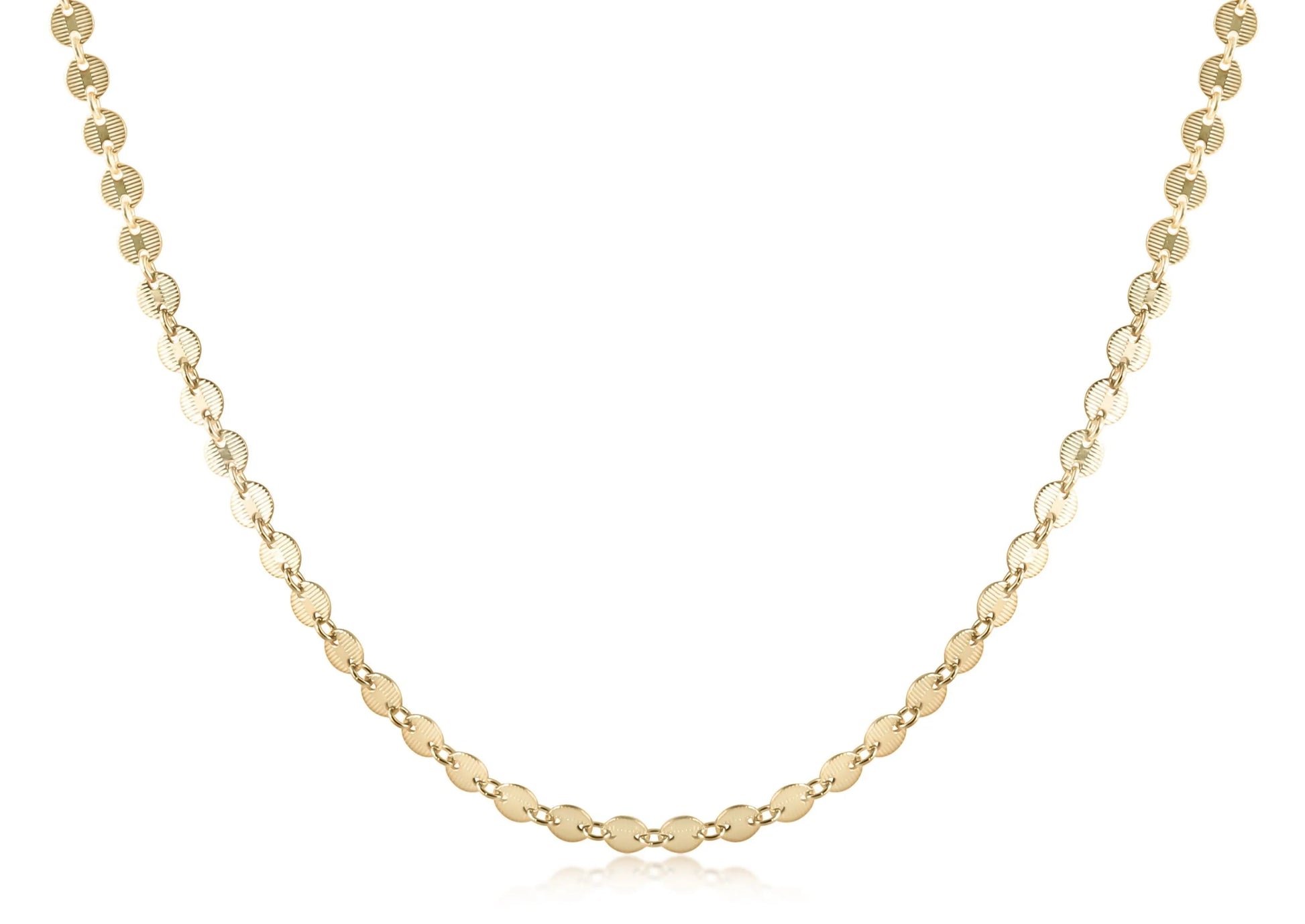 17" Choker Infinity Chic Chain Gold by eNewton. 14kt gold-filled flat disk chain, great layering piece. Shop at The Painted Cottage in Edgewater, MD