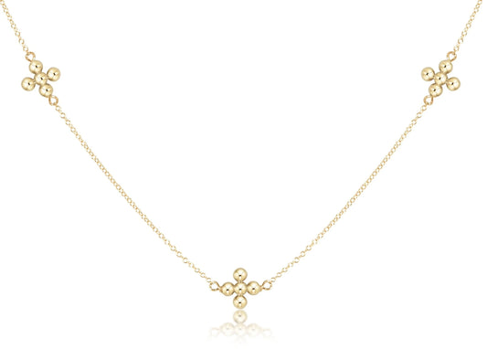 15" Choker Simplicity Chain Gold- Classic Beaded Signature Cross Gold
